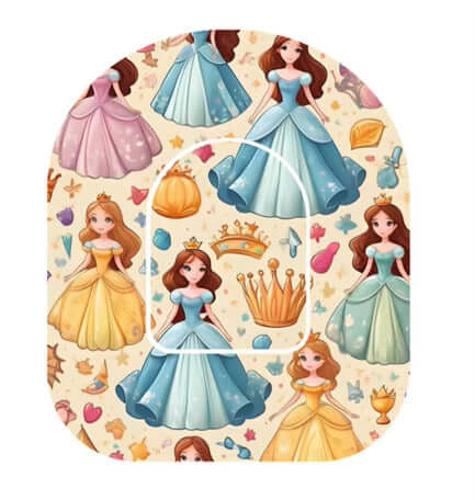 Prinsessans Overpatches för Omnipod 5 & Dash med prinsessa-design och pumpsticker