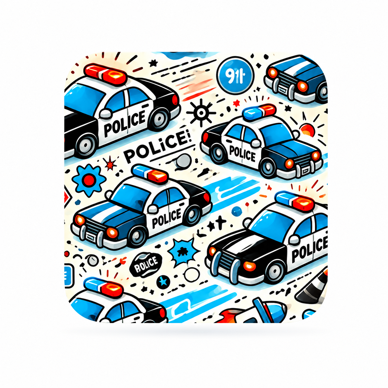 Police cars CGM Sensor Patch for Simplera (10-pack) incl. Sensor Sticker