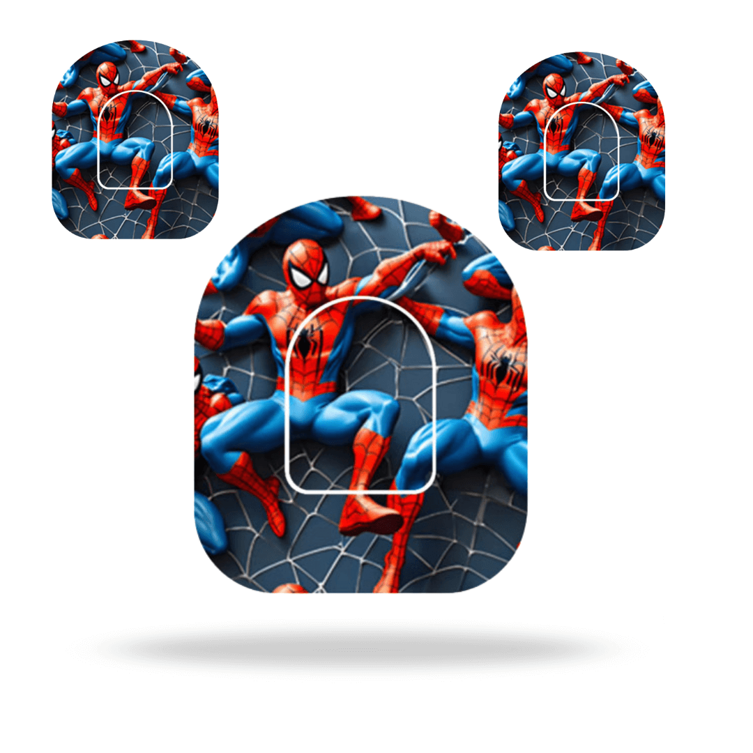 Diabeteshjalp Sensor plåster Spiderman Universal Pump Overpatches för Omnipod 5 & Dash – inkl. Pumpsticker