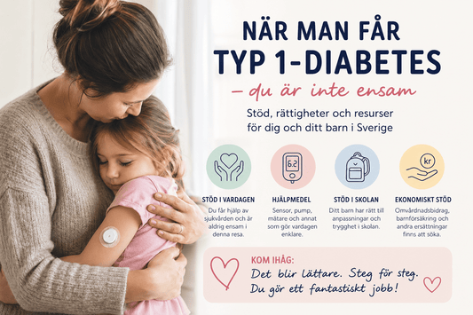 När livet förändras över en natt - en bild av en mamma som kramar sitt barn som har typ 1-diabetes.
