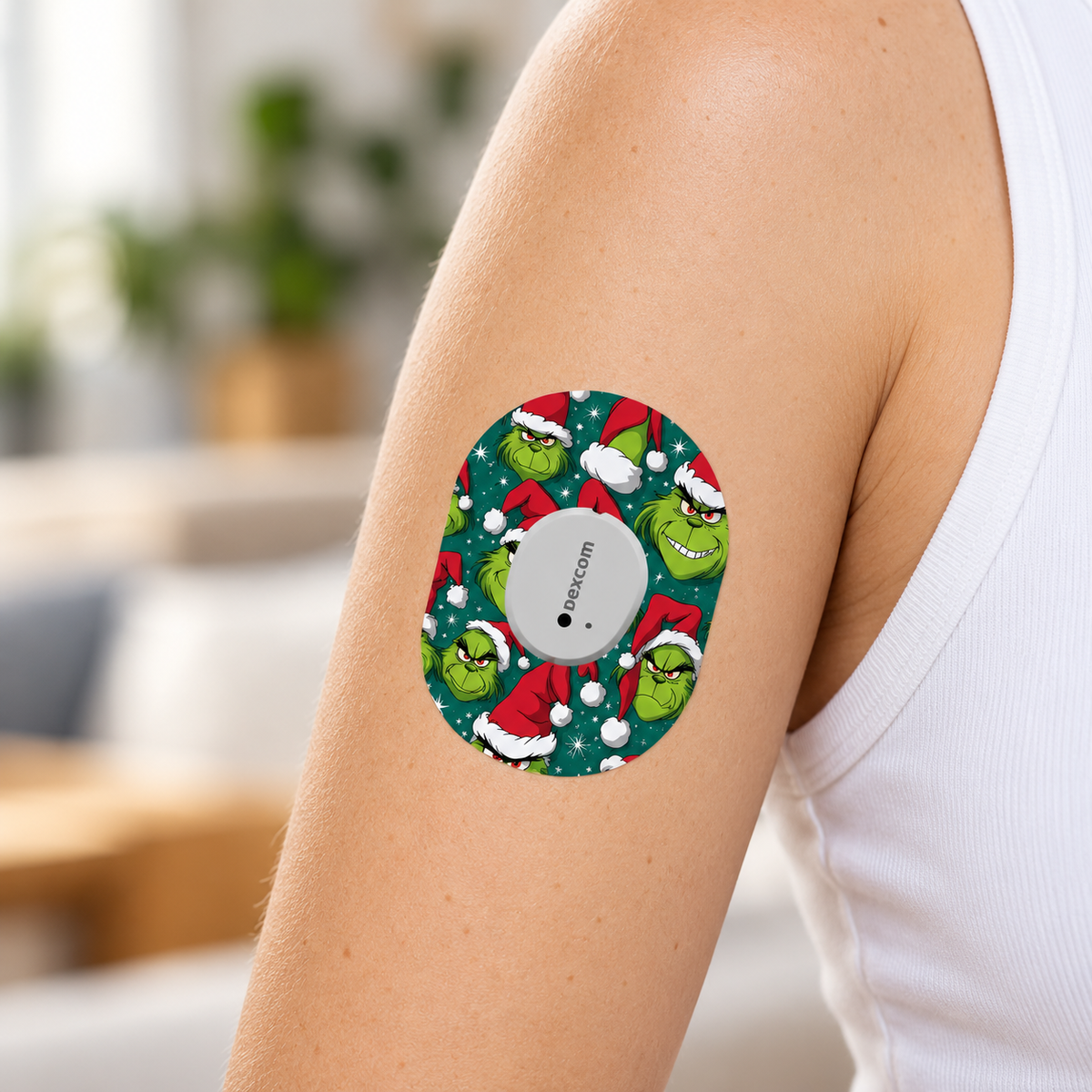Dexcom G7 CGM-sensor overpatch – The Grinch Christmas inkl. Sensor Sticker