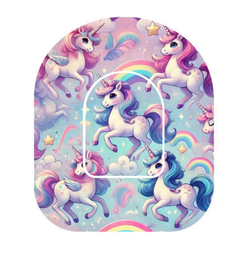 Unicorn Omnipod Overpatch med enhörningsdesign för extra fäste till Omnipod insulinpump.