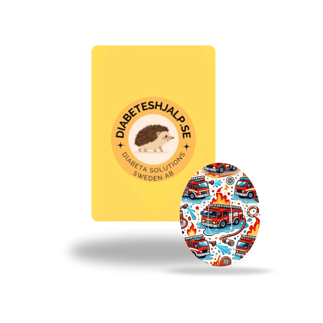 Brandbil CGM-sensor overpatches för Dexcom G6 med sensor klistermärken, design med brandbilar och skyddande funktioner.