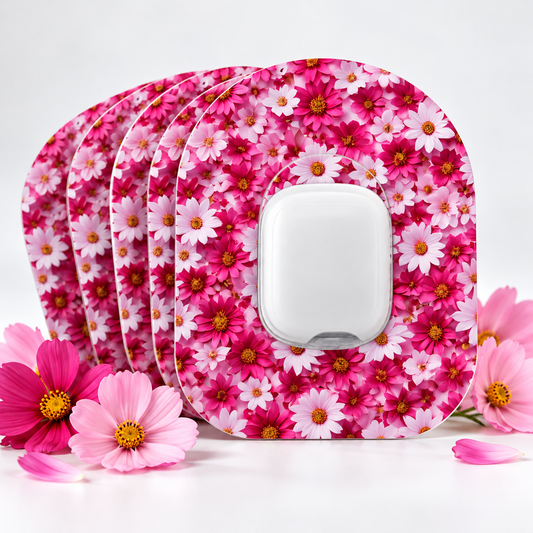 Omnipod 5 Fixeringsplåster Pink Flowers – Vattentåliga overpatches
