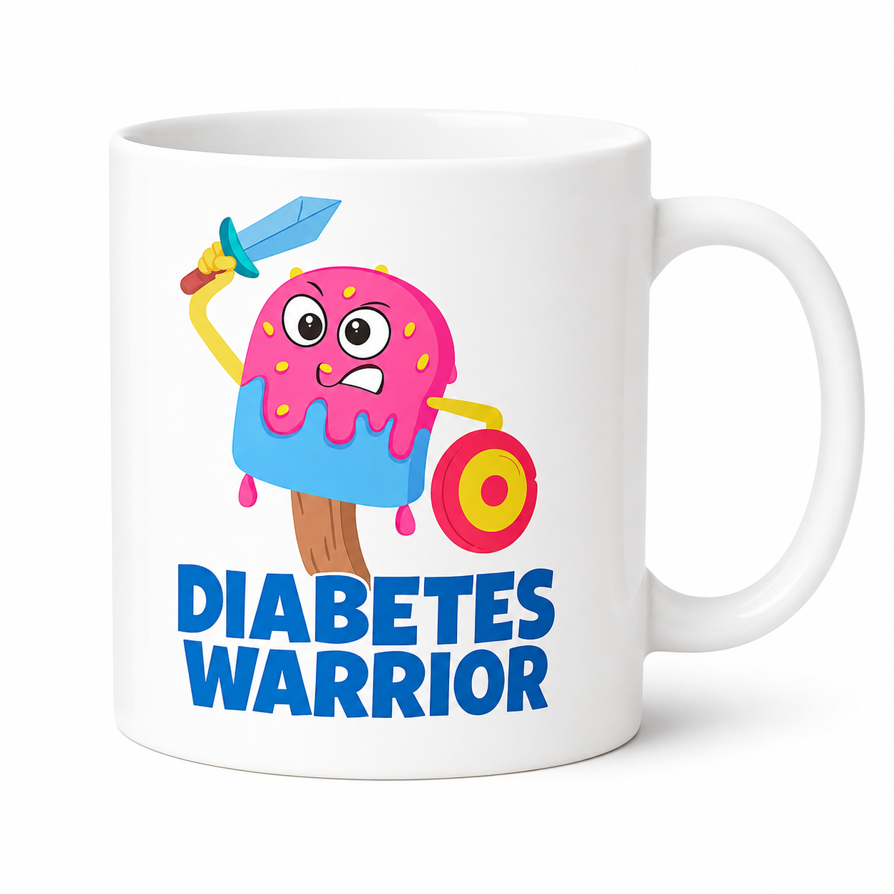 Diabetes Warrior Mug with Cute Pink Monster - Ceramic Mug