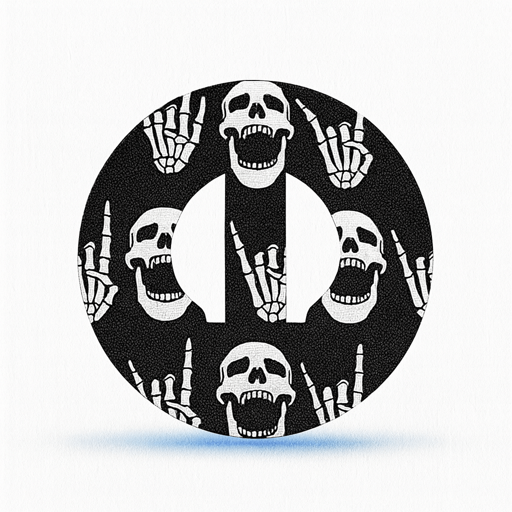 Medtronic Guardian 4 Rock'N'Roll Skull CGM-Sensor överplåster med dödskallemönster