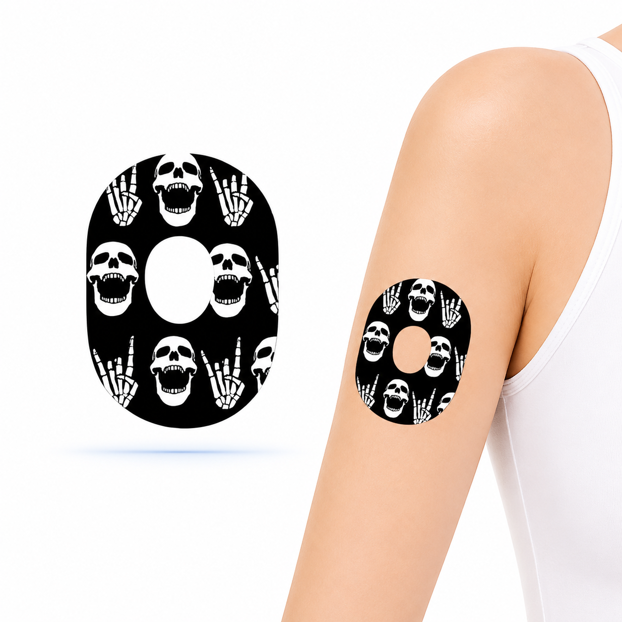 Dexcom G7 CGM-sensor overpatches – Rock'N'Roll Skull