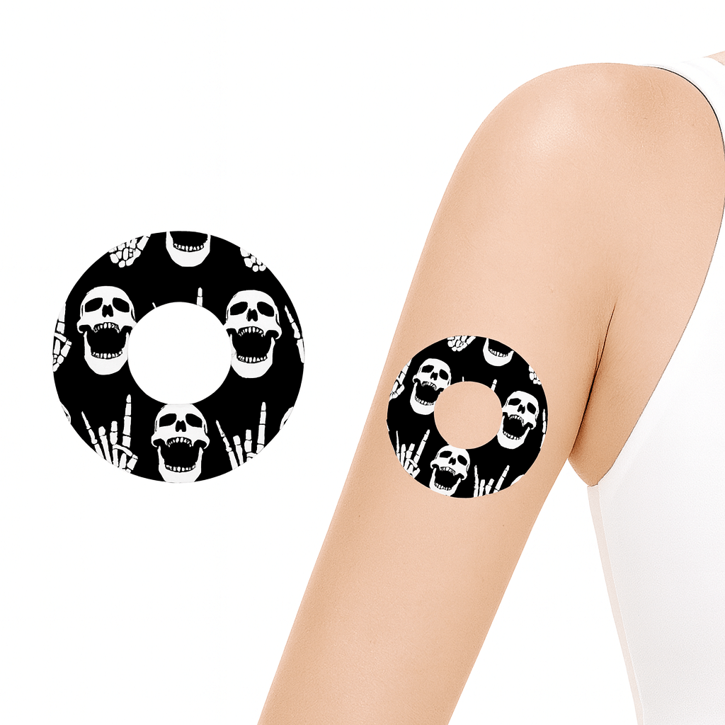 Freestyle Libre 3 Rock'N'Roll Skull Sensor overpatch.