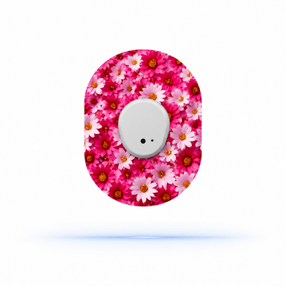 DiabetaGuard - Pink flower CGM Patches for Dexcom G7 (5-Pack)