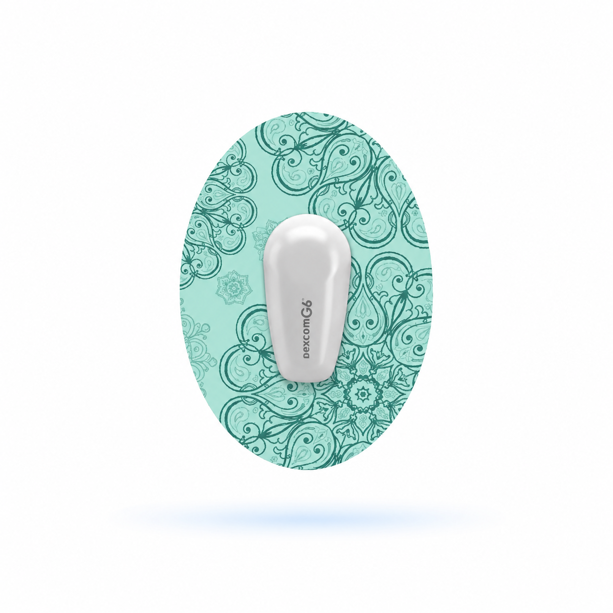 DiabetaGuard - Turquoise Mandala Print CGM Patches for Dexcom G6 (5-pack)
