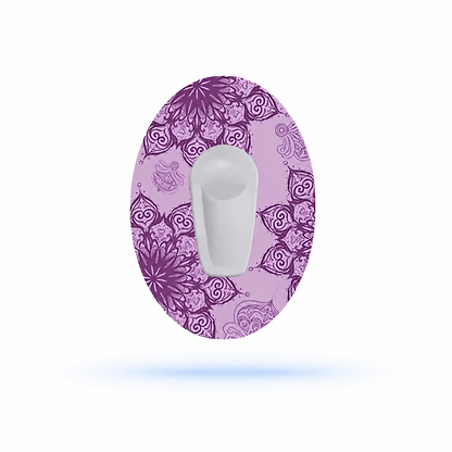 Purple Mandala print CGM sensor patches for Dexcom G6 (5-pack)