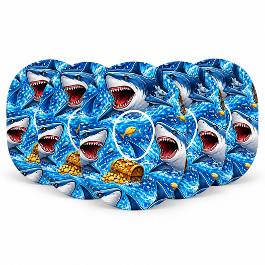 Dexcom ONE+ Sensorplåster Sharks & Gold Treasure – Vattentåliga overpatches