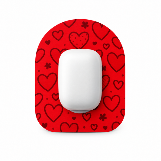 Omnipod overpatch – Heart inkl. extra fäste för insulinpump