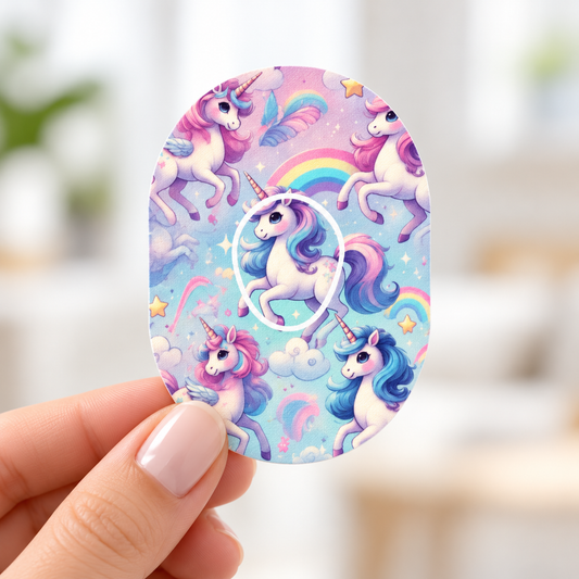 Dexcom One+ CGM-sensor overpatch – Unicorn Ponny inkl. Sensor Sticker