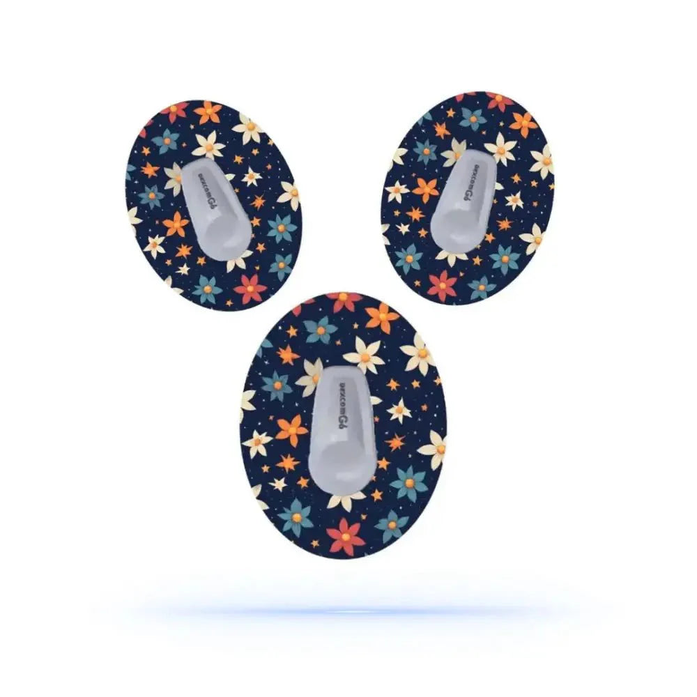 Dexcom G6 sensor med Nightflower CGM-sensoröverdrag i elegant blommönster