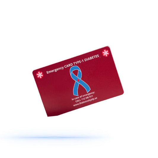 Diabetes typ 1 Emergency Card för plånboken, trygghet och beredskap i nödsituationer.