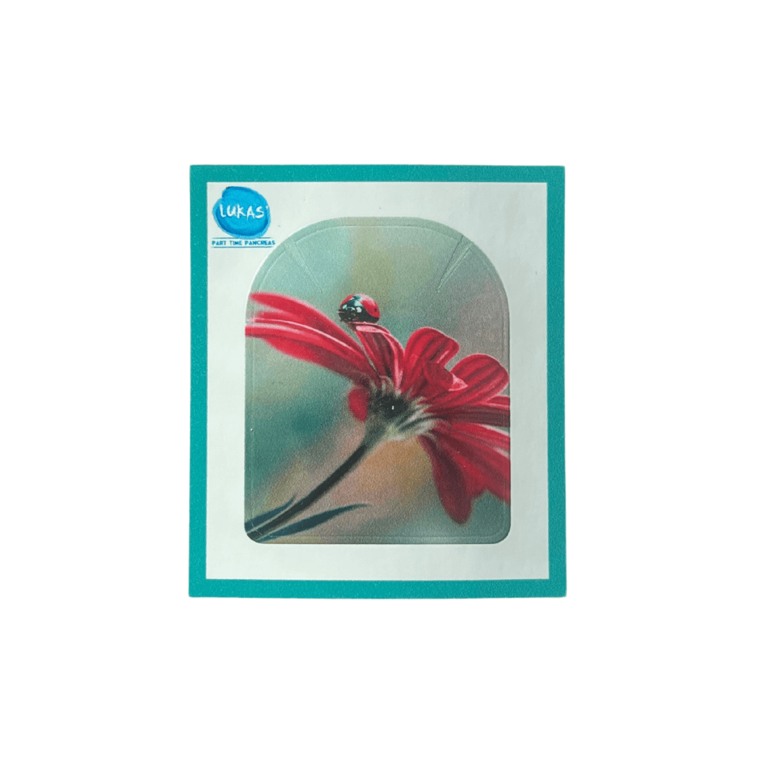 Färgglada omnipod klistermärken med röd blomma design för personlig insulinpump