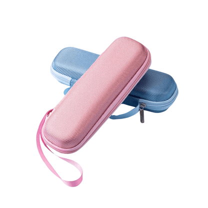 Novo Pennfodral – kompakt pennfodral med dragkedja i rosa och blått