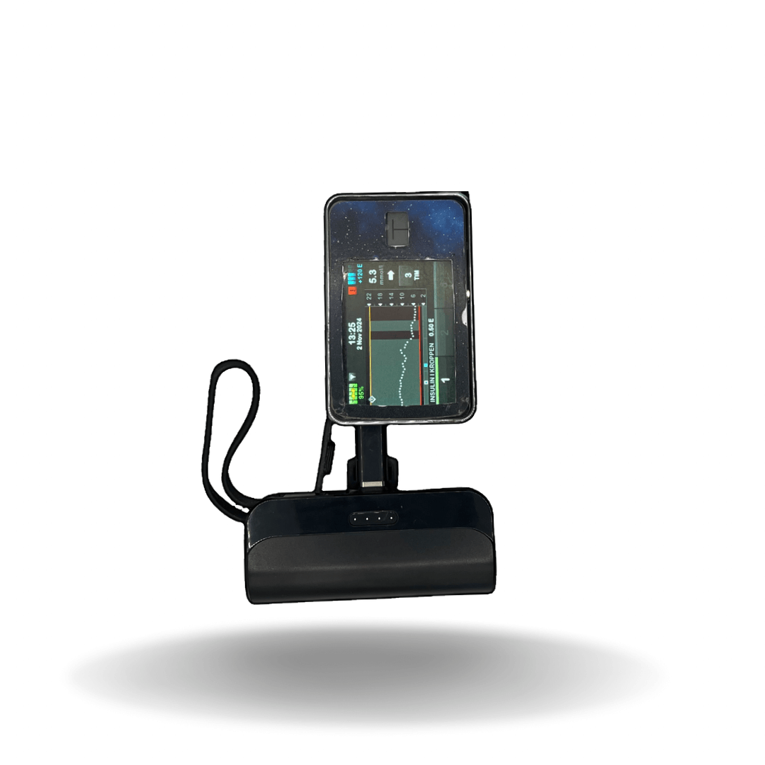 Diapower Powerbank 3-i-1 för insulinpumpar och enheter - 5000mAh kompakt laddning för iPhone, Android och USB-C