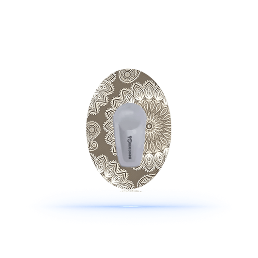 Dexcom G6 Brown Mandalaprint CGM overpatches.