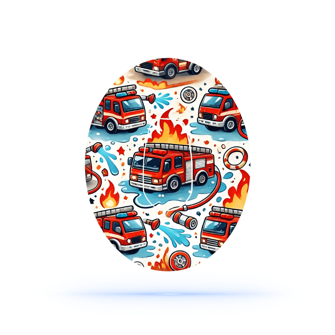 Brandbil CGM-sensor overpatches med brandbildesign för Dexcom G6
