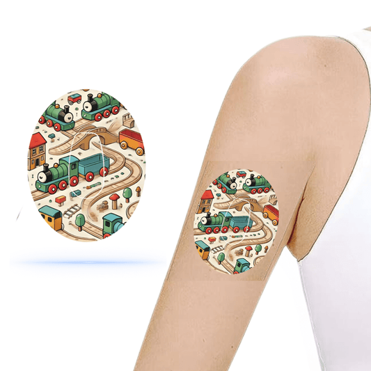 Brio train CGM-sensor overpatches för Dexcom G6 ink sticker sensor.