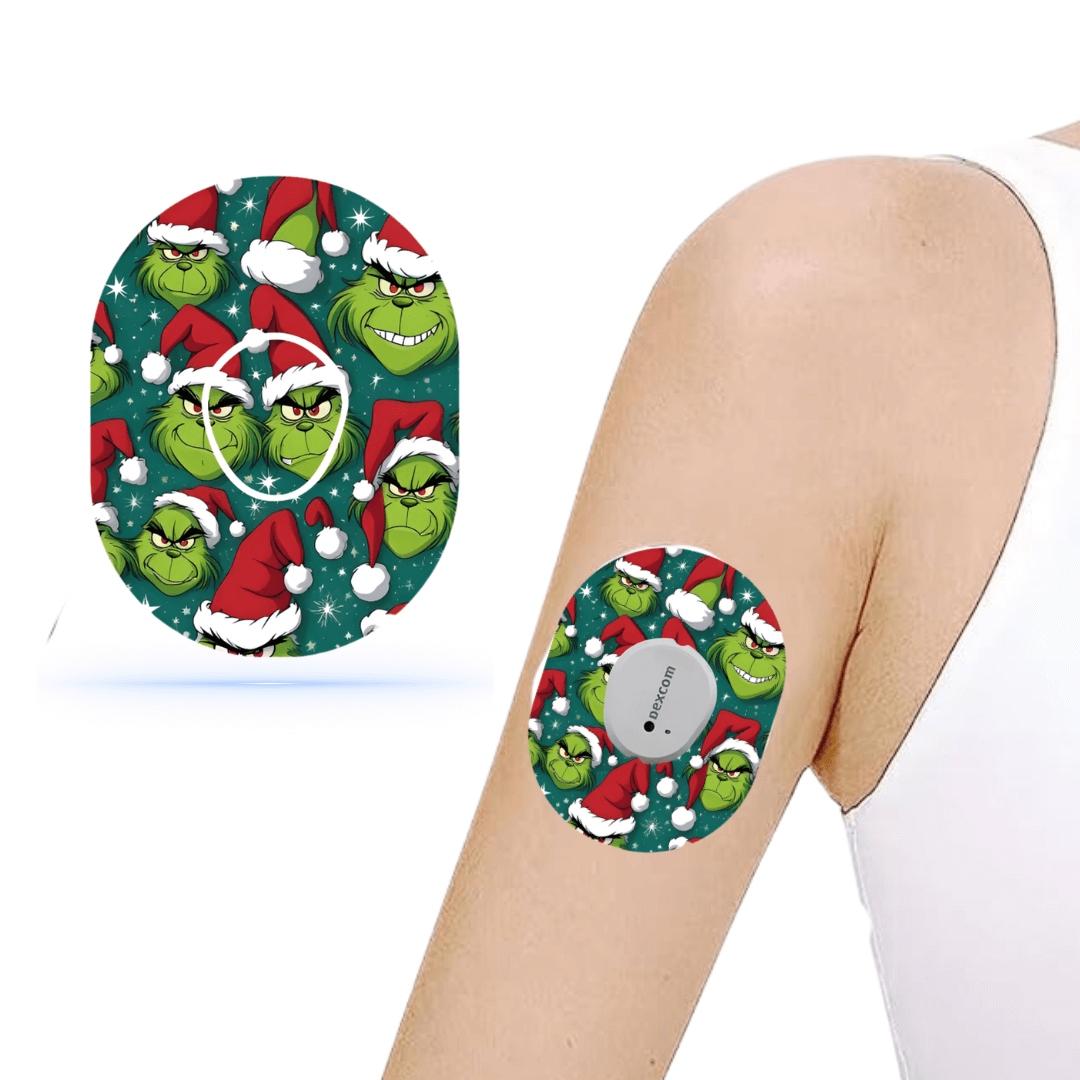 Dexcom G7 The Grinch Christmas CGM Sensor Patches ink. Sticker.
