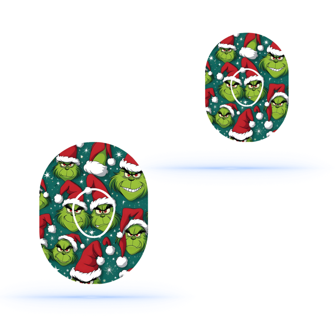 Dexcom G7 The Grinch Christmas CGM Sensor Patches ink. Sticker.
