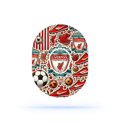 Liverpool FC Dexcom G7 sensor overpatches. Ink sensor sticker.