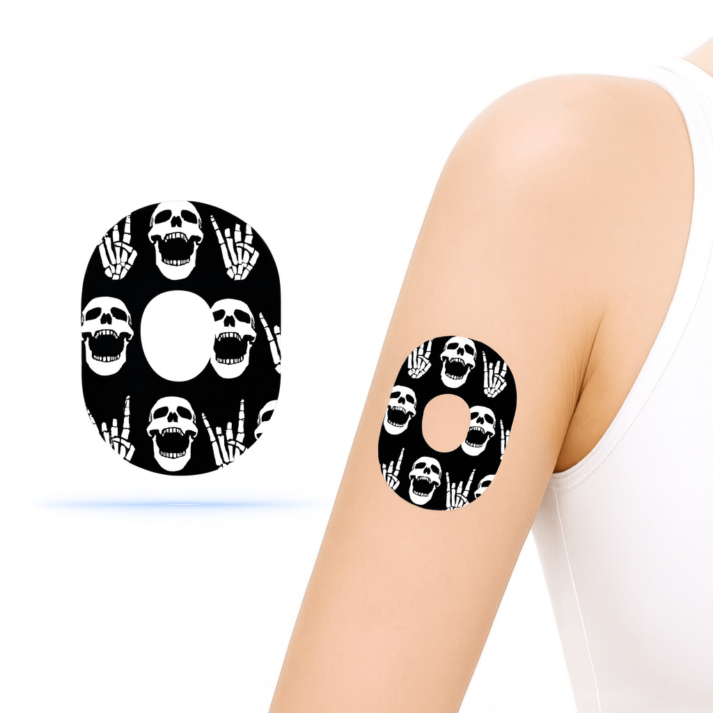 Dexcom G7 Rock"N"Roll Skull CGM-Sensor overpatches.