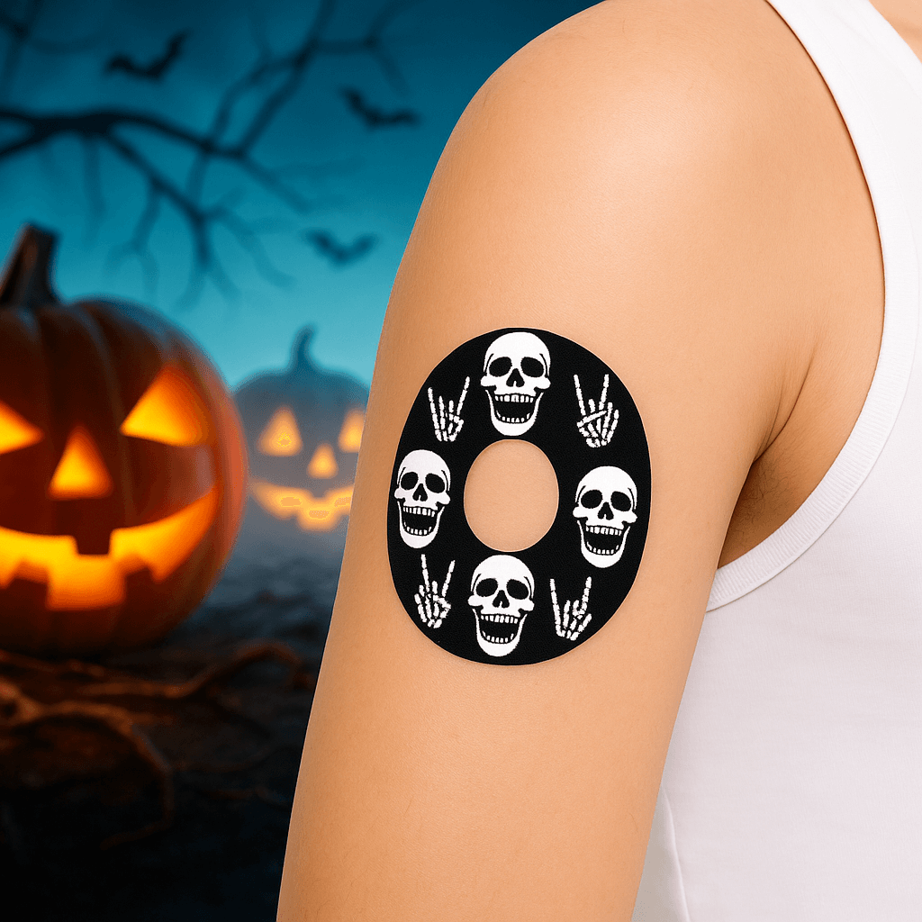 Dexcom G7 Rock"N"Roll Skull CGM-Sensor overpatches.