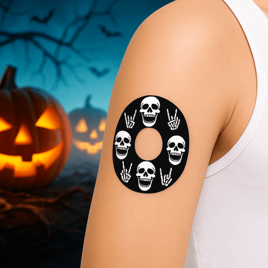 Dexcom G7 Rock"N"Roll Skull CGM-Sensor overpatches.