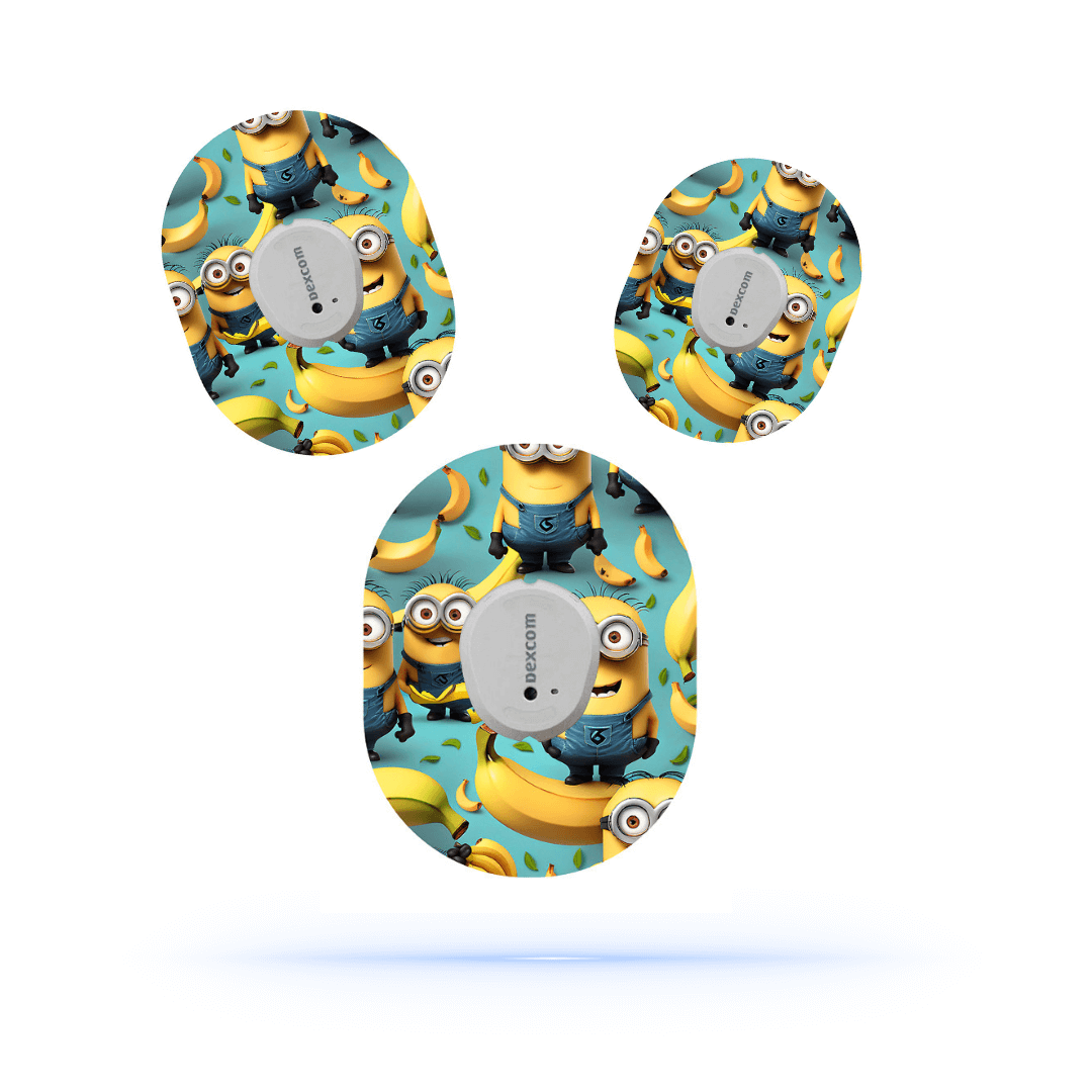 Minions CGM-Sensor overpatches för Dexcom G7 med lekfullt Minions-motiv för stabilt och pålitligt skydd