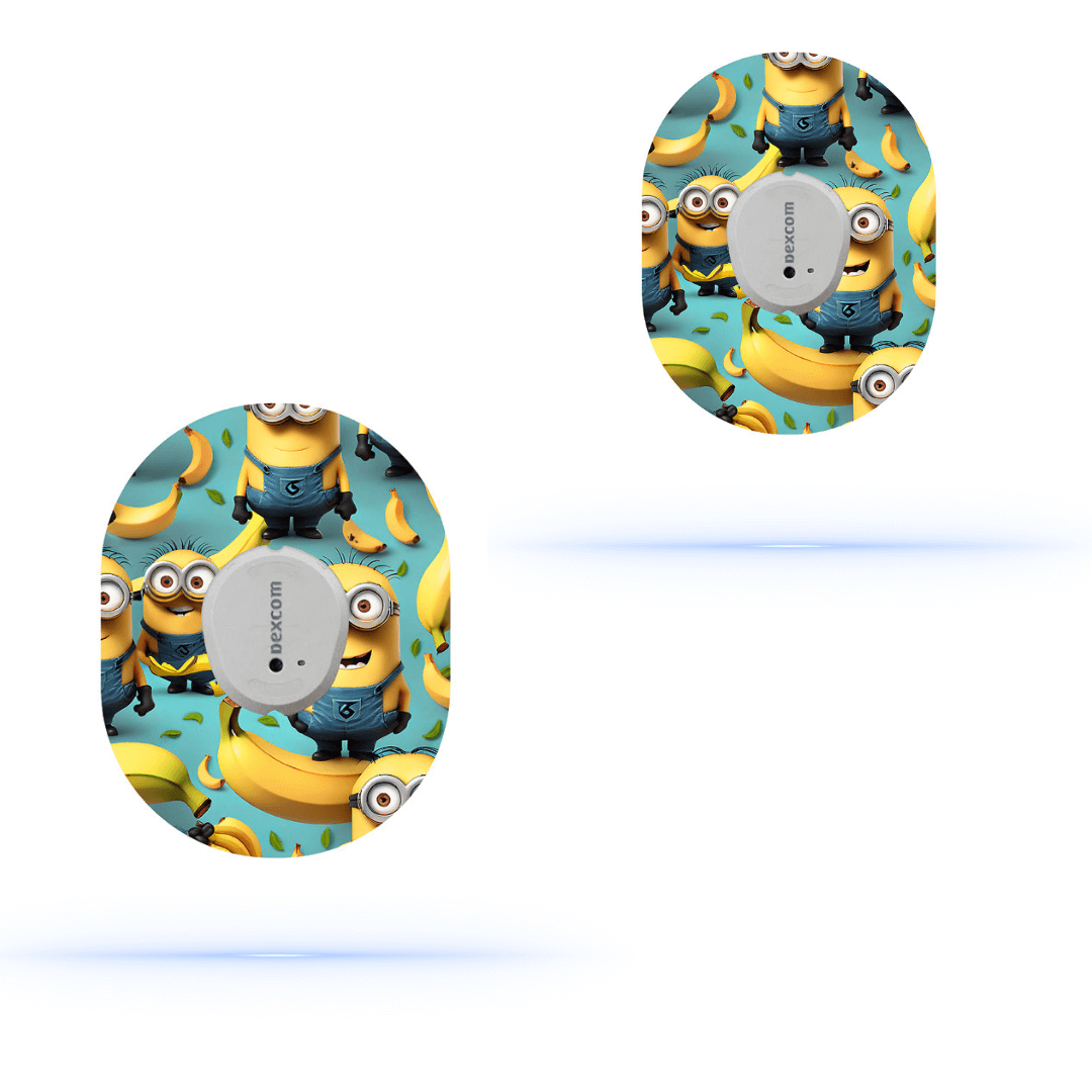Minions CGM-Sensor overpatches för Dexcom G7 med lekfulla motiv och stabilt skydd.