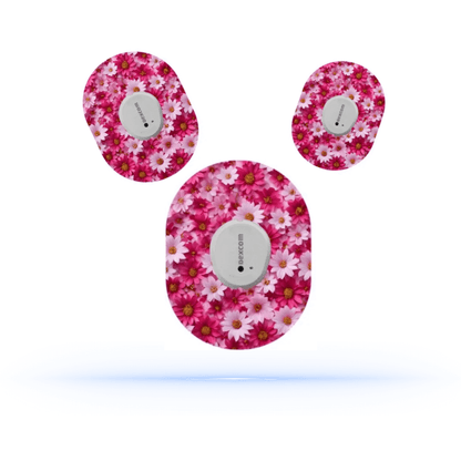 Dexcom G7 Pink flowers CGM-sensor overpatches.