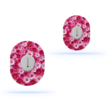 Dexcom G7 Pink flowers CGM-sensor overpatches.