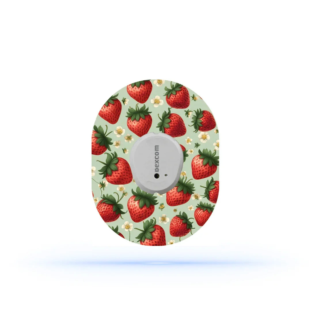 Dexcom G7 Strawberry CGM-sensor överpatch med jordgubbsmotiv för personlig stil och extra skydd