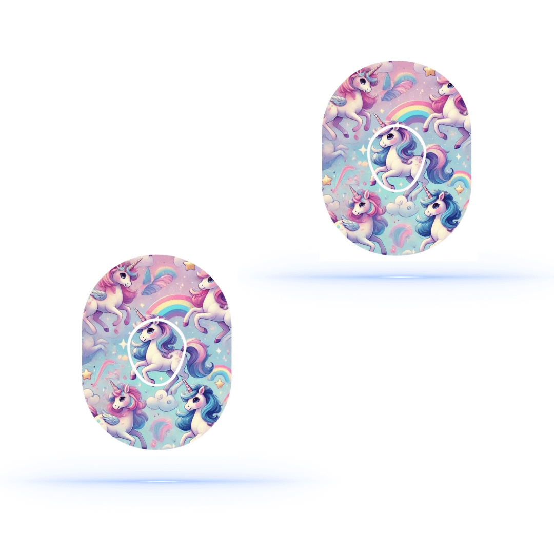 Unicorn CGM Overpatches för Dexcom G7 sensor med färgglada enhörningsdesign