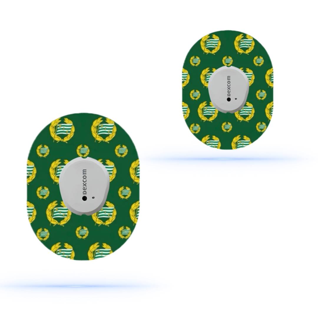 Hammarby mönstrade Dexcom One+ CGM-sensor overpatches för förbättrad stabilitet och skydd av sensorer.