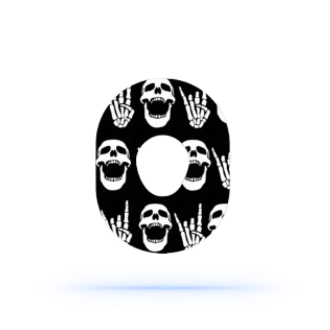 Rock'N'Roll Skull CGM-overpatches för Dexcom One+.