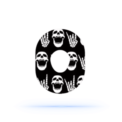 Rock'N'Roll Skull CGM-overpatches för Dexcom One+.