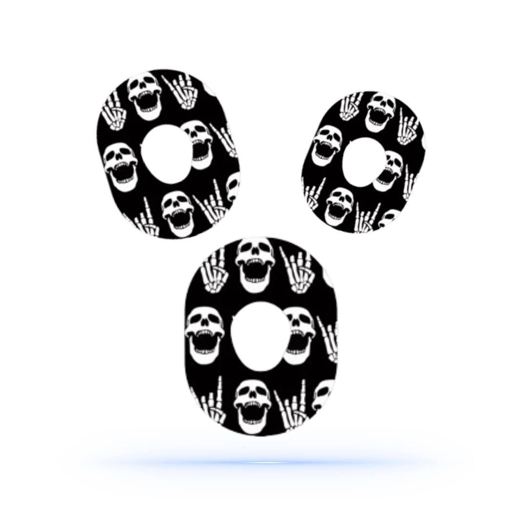 Rock'N'Roll Skull CGM-overpatches för Dexcom One+.