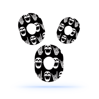 Rock'N'Roll Skull CGM-overpatches för Dexcom One+.