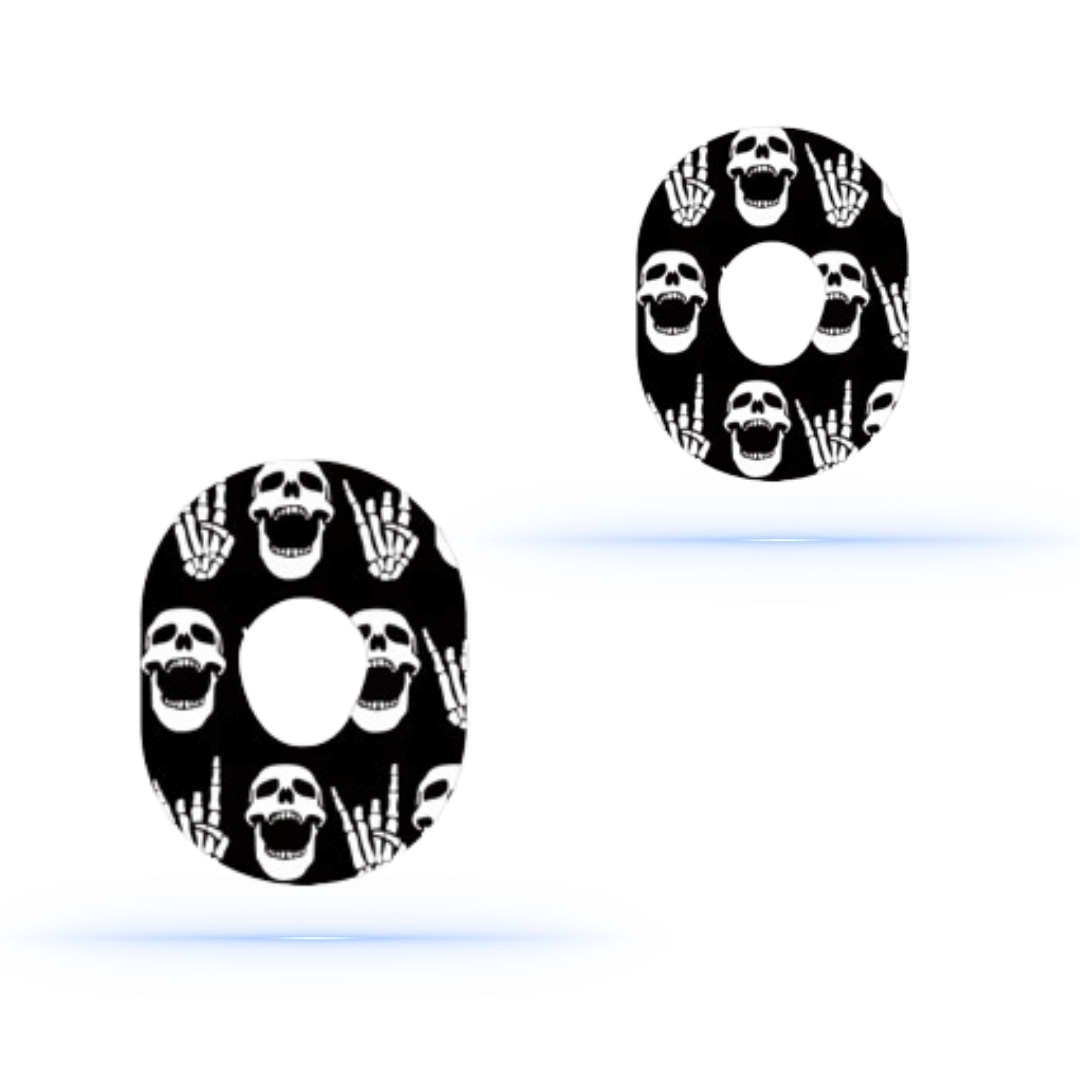 Rock'N'Roll Skull CGM-overpatches för Dexcom One+.