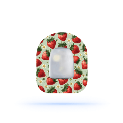 Omnipod Jordgubbsmönster Overpatch – Färgglatt skydd.