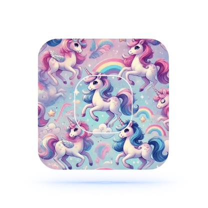 Unicorn Ponny CGM overpatches med Medtronic Simplera sync och Sensor Sticker, färgglada enhörningar och ponnyer för sensor skydd
