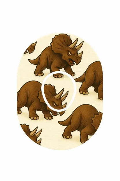Dinosaurie Overpatch för Dexcom G7 med triceratops-motiv, perfekt för stabilisering av sensor