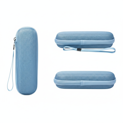 Ljusblått fodral flera vinklar